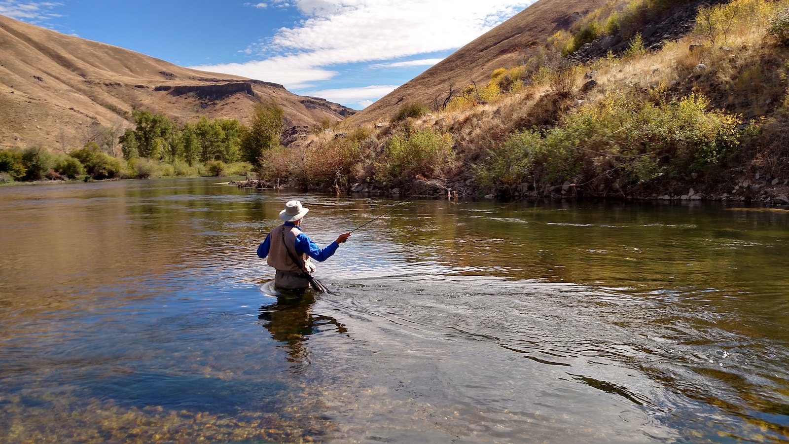 man wearing brown hat fishing on water